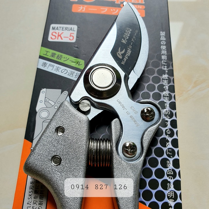 Kéo tỉa cây K-8618 Kapusi cao cấp thép SK5, cấu tạo lò xo đặc biệt cỡ 8 inch (20cm)