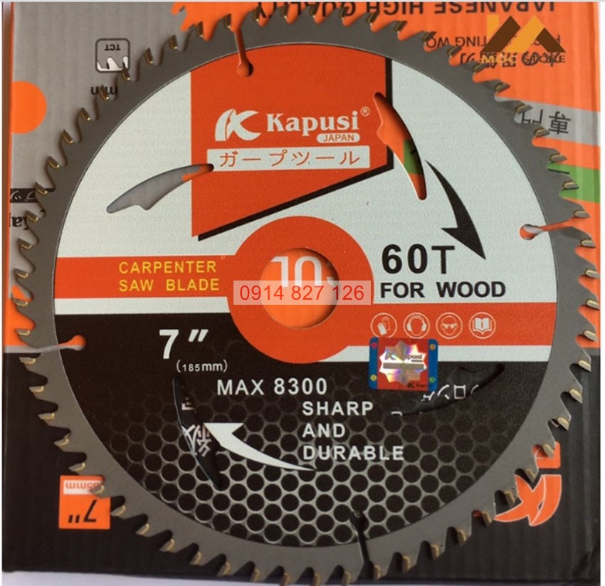 Lưỡi cưa đĩa cắt gỗ KAPUSI K-3812 và K-3813 đường kính 250mm, số răng 40-60, hợp kim