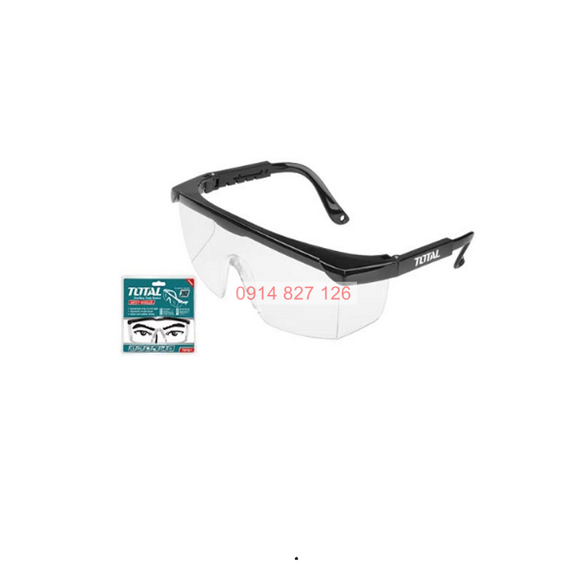 Kính bảo hộ lao động TOTAL TSP301 chống giọt bắn Chất liệu Polycarbonate, nhẹ, hấp thụ tia cực tím