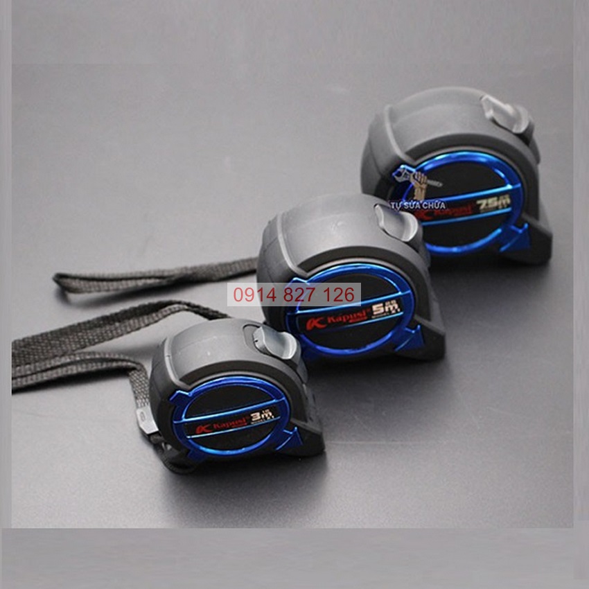 Thước rút hệ mét KAPUSI chống va đập, nền trắng, chống xước 3-5-7.5m (K-2663, K-2664, K-2665, K-2666)