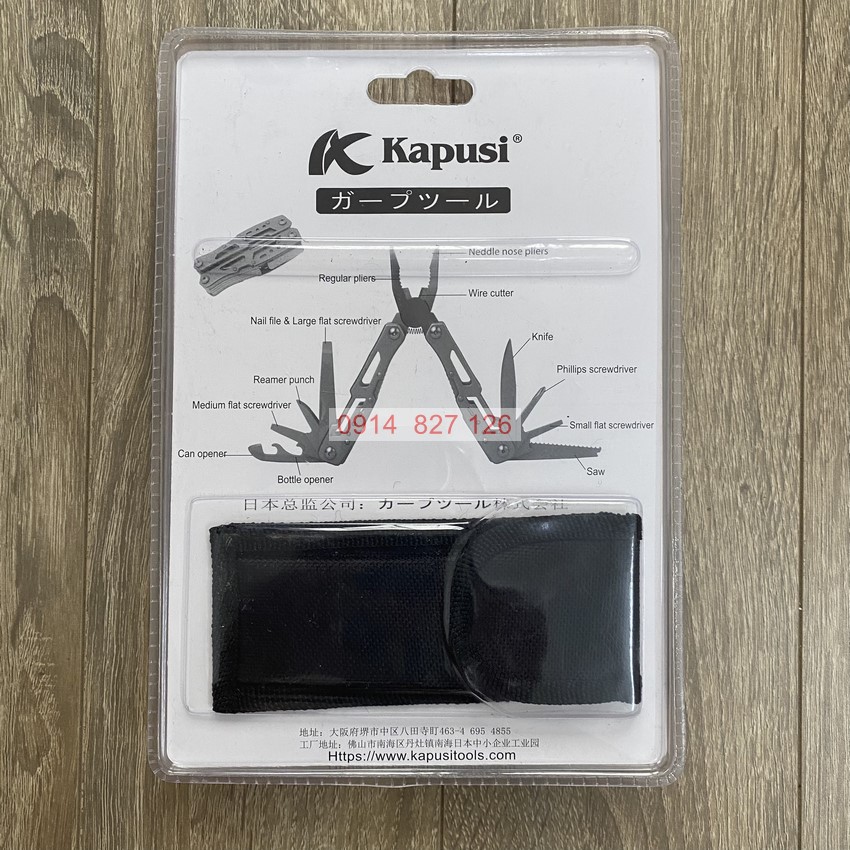 Kìm đa năng 9in1 KAPUSI K-9508, gấp gọn tiện lợi hợp kim thép bền đẹp