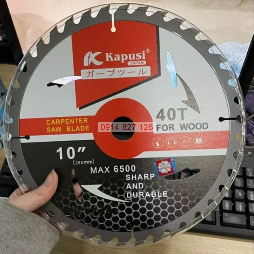 Lưỡi cưa đĩa cắt gỗ KAPUSI K-3812 và K-3813 đường kính 250mm, số răng 40-60, hợp kim
