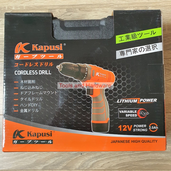 Máy khoan pin hãng Kapusi Japan cao cấp 12V không chổi than, Mô tơ lõi đồng