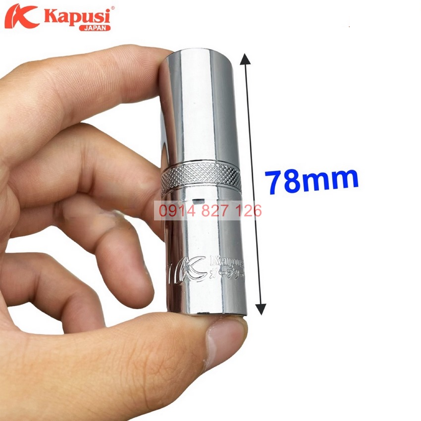 Tuýp khẩu lục giác trắng dài 78mm KAPUSI Nhật Bản hệ 1/2 inch đủ size 8-32mm, thép CR-V