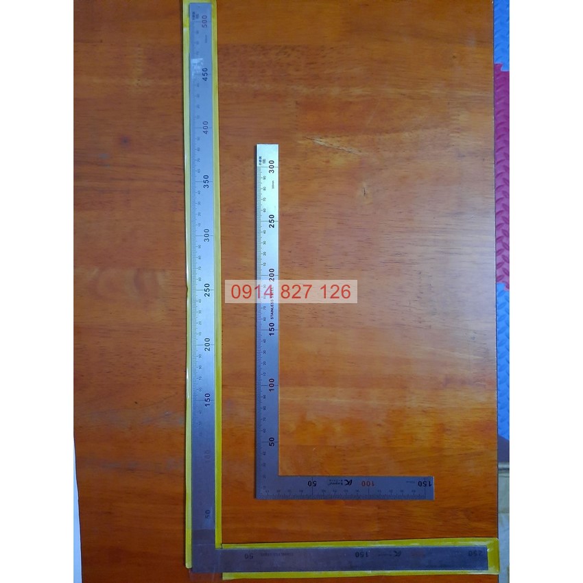 Thước ke góc 90 độ KAPUSI Nhật Bản 150x300mm, 250x500mm, nhôm cao cấp