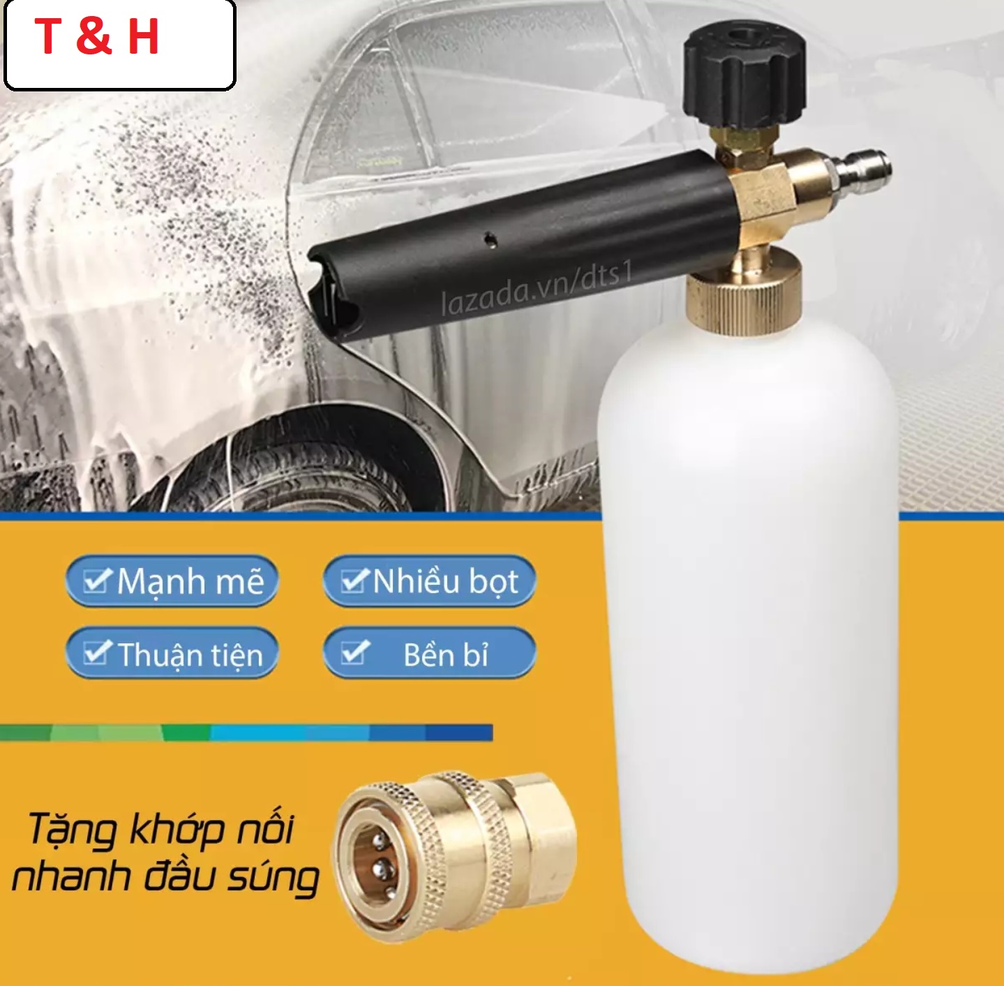 Combo súng xịt rửa xe và bình tạo bọt tuyết cao cấp cho máy rửa xe áp lực cao