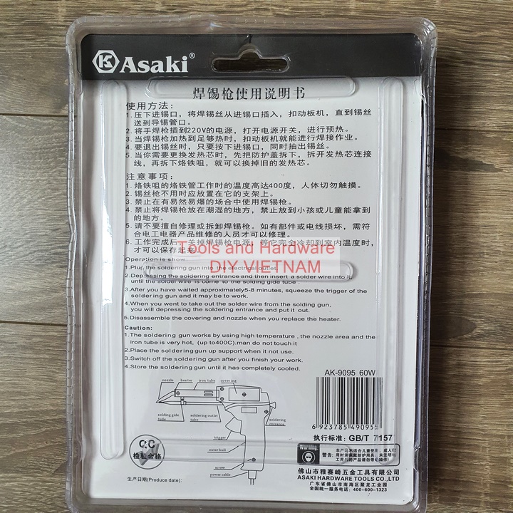 Mỏ hàn điện tử tự động đẩy thiếc Asaki AK-9095 công suất 60W