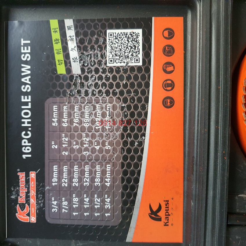 Bộ mũi khoan khoét lỗ thạch cao, lỗ gỗ hãng Kapusi 8chi tiết (K-3681) và 16chi tiết (K-3683)