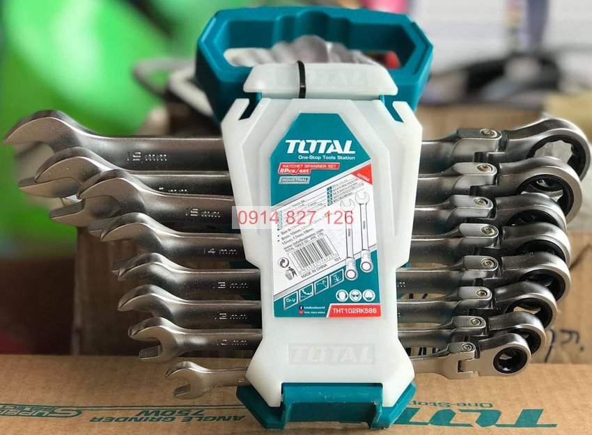 Bộ cờ lê vòng miệng tự động 8 chi tiết TOTAL THT102RK586 size 8-19mm