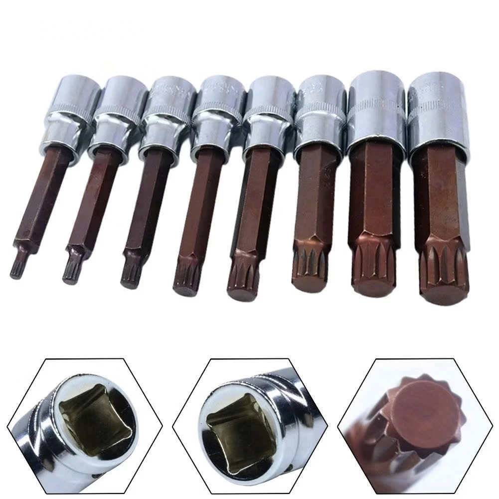 Bộ Đầu Tuýp Bông Mai 12 Cạnh Kapusi 1/2 inch Dài 100mm – 7 Món (M5–M16) – Thép CRV S2 Siêu Bền, Bh 12 tháng