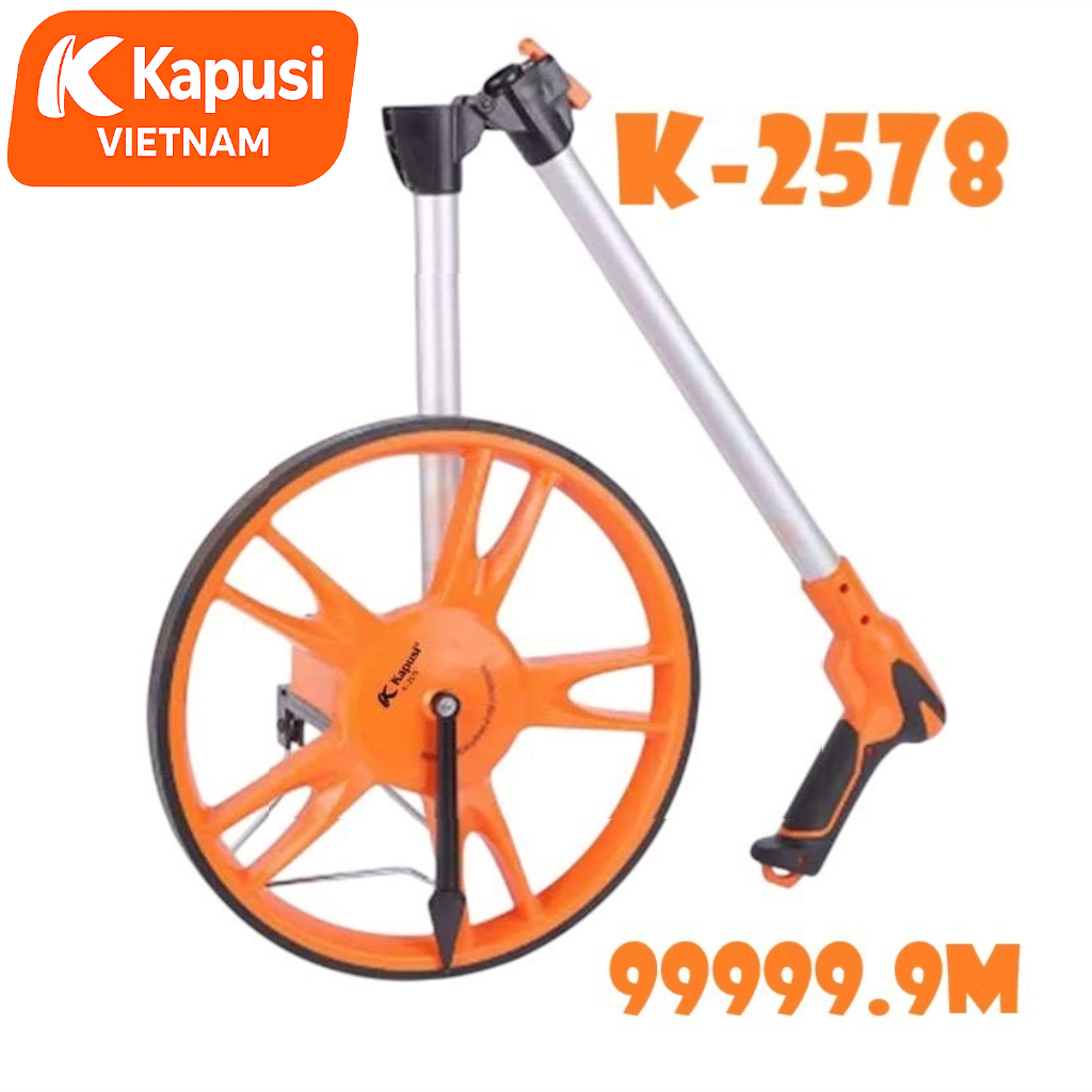 Thước Đo Khoảng Cách Bánh Xe Kapusi K-2578: Đồng Hồ Cơ 5 Chữ Số - Gập Gọn - Chân Chống Vững Chãi, Bh 12 tháng