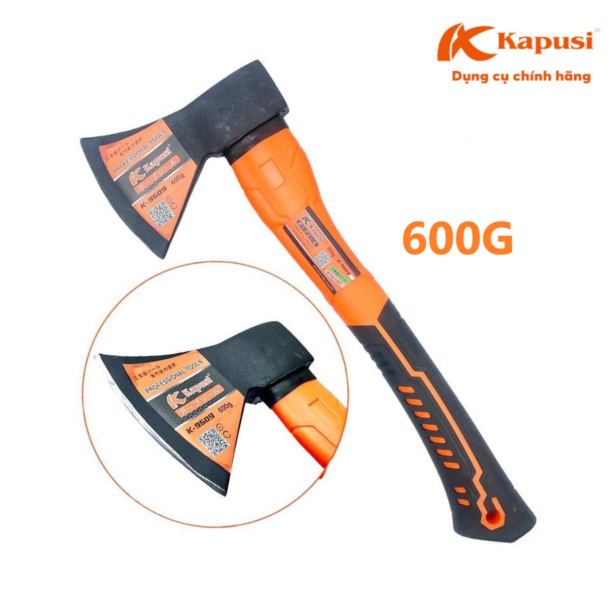 BÚA RÌU 600G KAPUSI K-9509 – THÉP KHÔNG GỈ, CÁN CHỐNG TRƠN TRƯỢT, BỀN BỈ MỌI CÔNG VIỆC, BH 12 tháng