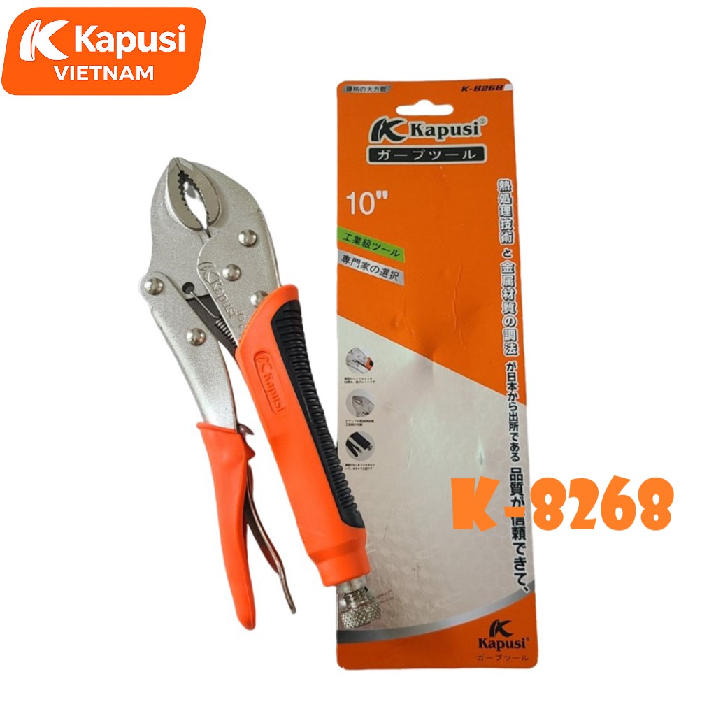 Kìm Chết Tay Bọc Nhựa Kapusi K-8268 10 Inch – Thép Cr-V Siêu Bền, Kẹp Chắc 20–65mm, Chống Gỉ, Bh 12 tháng
