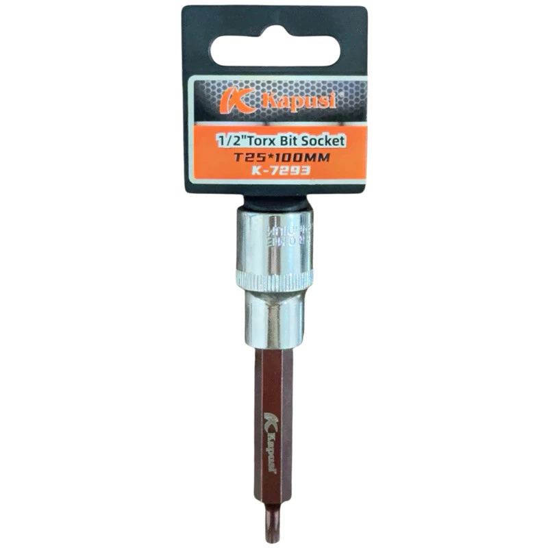 Đầu Tuýp Hoa Thị 6 Cạnh (Torx) Kapusi 1/2 inch Dài 100mm – T20 Đến T60 – Thép CRV, Đầu S2, Bán Lẻ Từng Cỡ, Bh 12 tháng