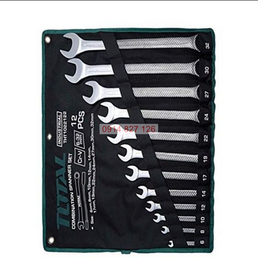 Bộ cờ lê vòng miệng gồm 12 chi tiết cỡ từ 6-32mm TOTAL THT1022122