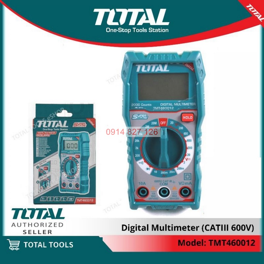 Đồng hồ đo điện vạn năng TOTAL TMT460012 màn hình LCD 2000 số đếm