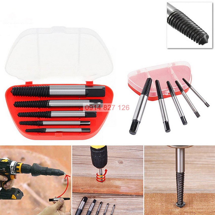 Bộ taro ren ngược nhổ ốc gãy 5 chi tiết từ 3-18mm hãng KAPUSI K-3687