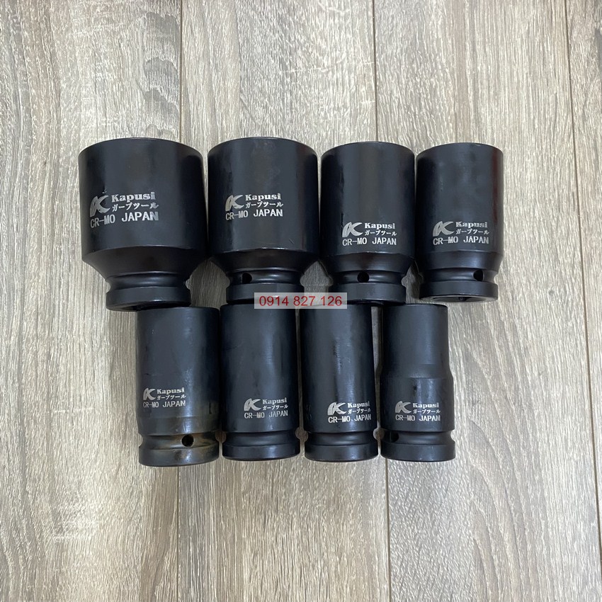 Đầu tuýp khẩu KAPUSI hệ 3/4 inch (193mm) thép đen CR-Mo cỡ từ 21-46mm