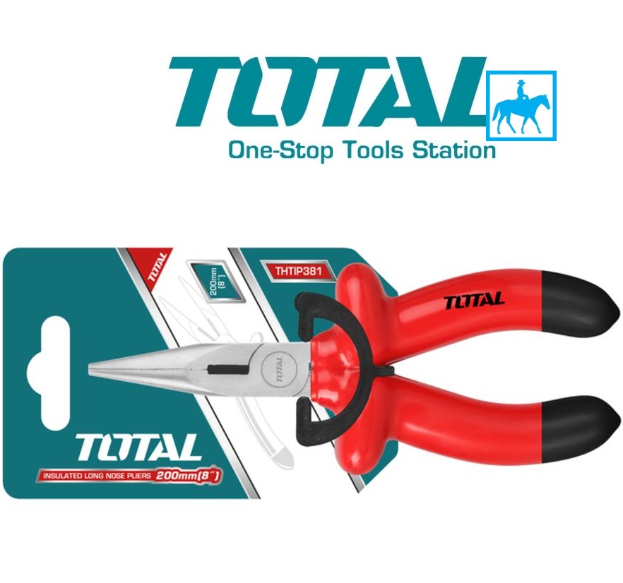 Kìm mỏ nhọn dài cách điện 1000V TOTAL THTIP381 8inch chất liệu thép C-rV siêu bền cứng