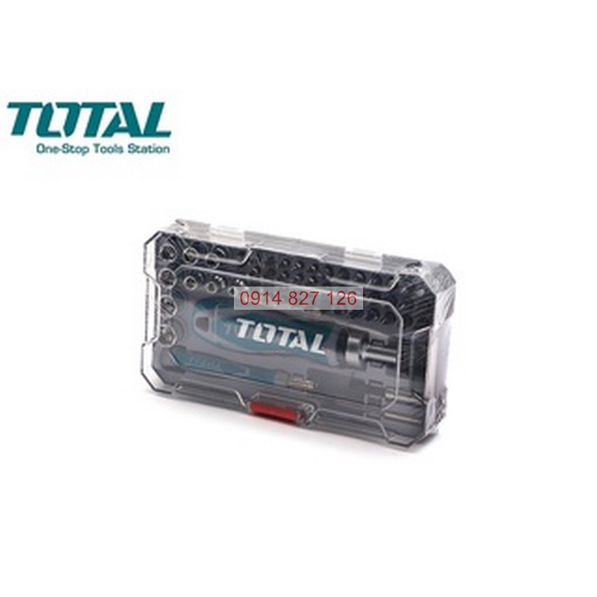 Bộ tua vít đa năng tự động 55 chi tiết TOTAL TACSD30556 gồm tua vít, mũi vít, đầu tuýp