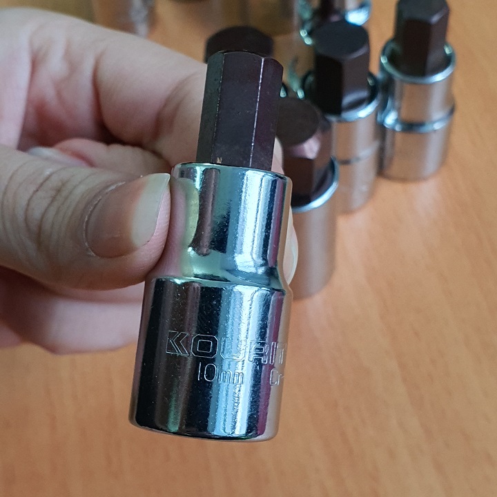 Đầu Khẩu Lục Giác Chân 1/2 Inch KOURITSU Thép Cr-V Cứng Cáp - Đầu Tuýp Lục Giác Đủ Cỡ Từ 4mm Đến 19mm, BH 12 tháng