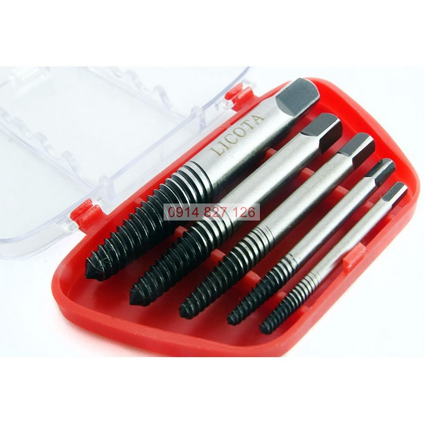 Bộ taro ren ngược nhổ ốc gãy 5 chi tiết từ 3-18mm hãng KAPUSI K-3687