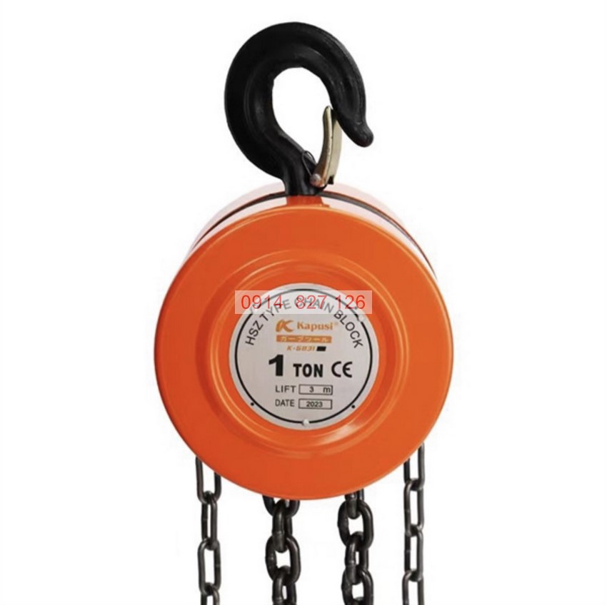 Pa lăng xích 1 tấn KAPUSI K-6853, độ dài xích 6m hợp kim thép cứng chắc chịu tải lớn