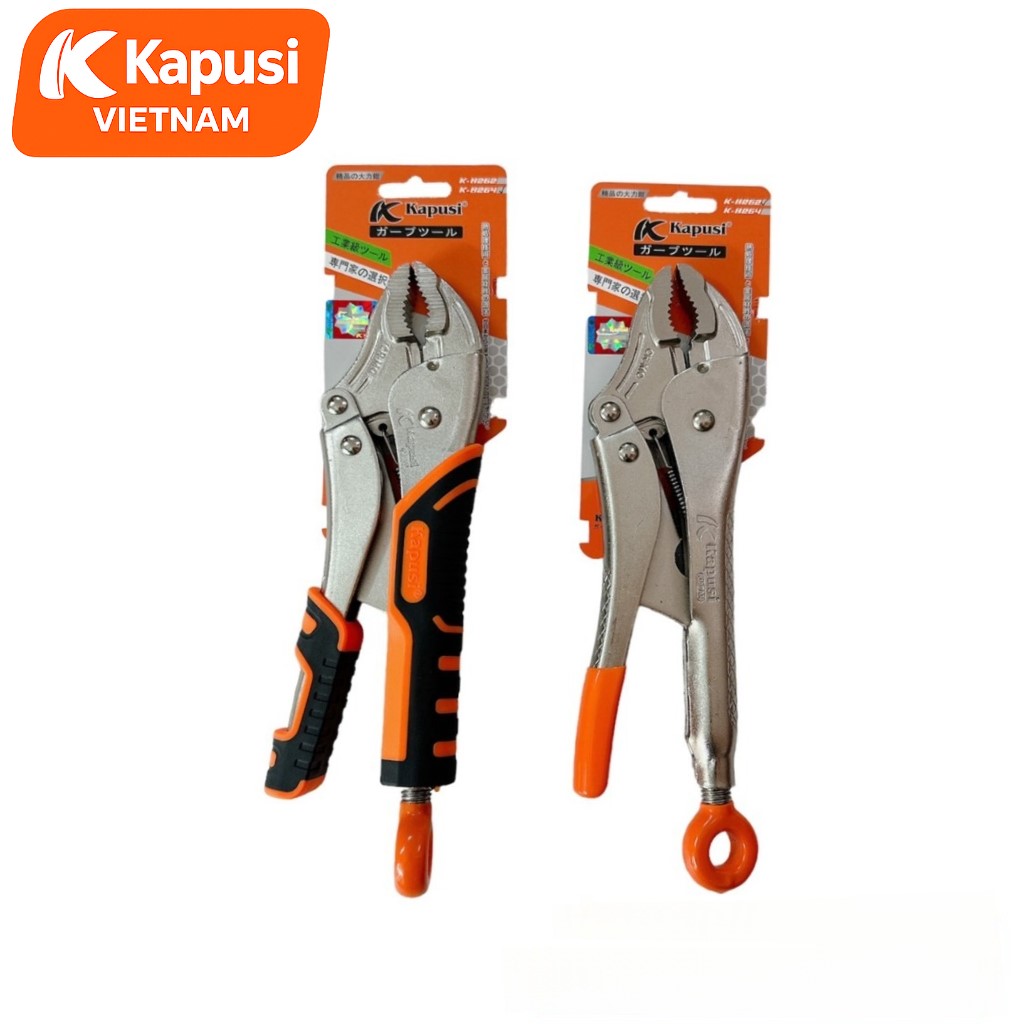 Kìm Chết 10 Inch KAPUSI Có Móc Treo Tăng Lực Độ Mở 65mm Bản Không Tay Bọc K-8262 và Có Tay Bọc K-8264, BH 12 tháng