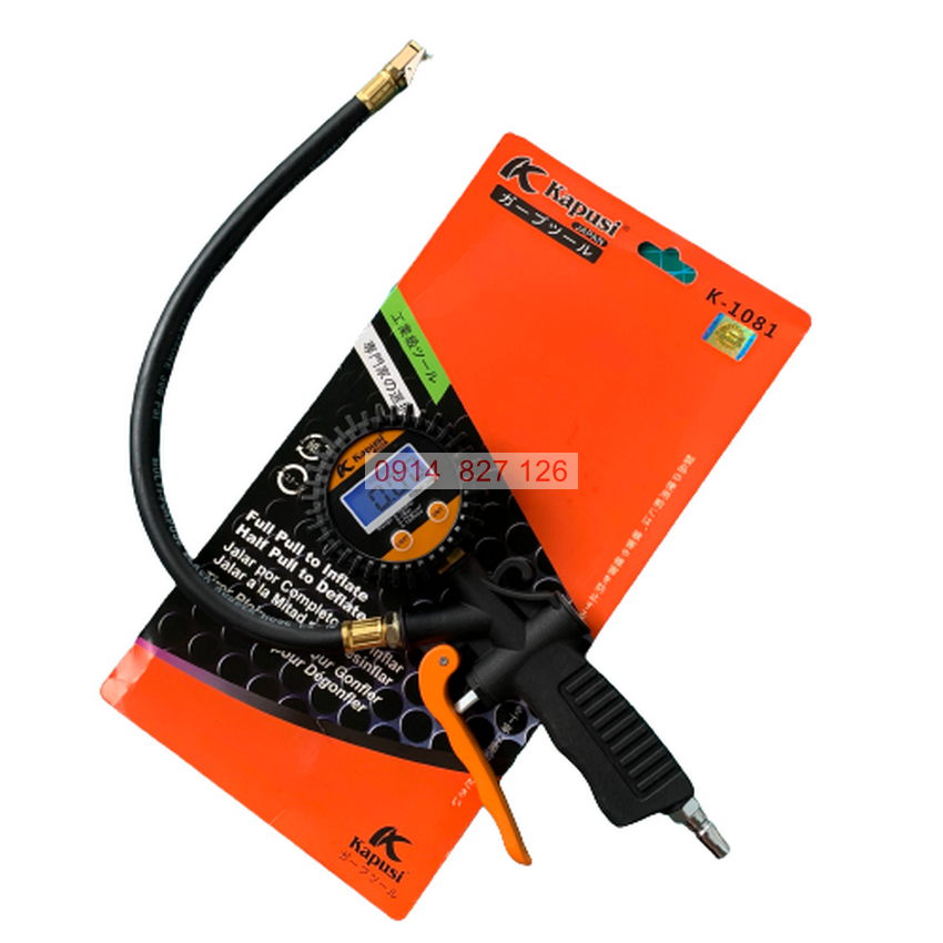 Đồng hồ bơm lốp xe điện tử 7 Bag, 100 PSI KAPUSI Nhật Bản màn hình LCD hiển thị số, Bh 12 tháng diy-vietnam