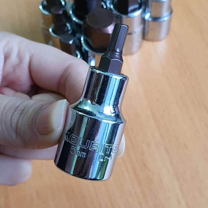 Đầu Khẩu Lục Giác Chân 1/2 Inch KOURITSU Thép Cr-V Cứng Cáp - Đầu Tuýp Lục Giác Đủ Cỡ Từ 4mm Đến 19mm, BH 12 tháng