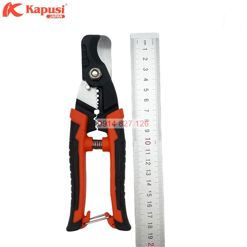 Kìm cắt cáp  đa năng KAPUSI K-9103 185mm, 3 trong 1 cắt-tuốt dây-bấm đầu cos
