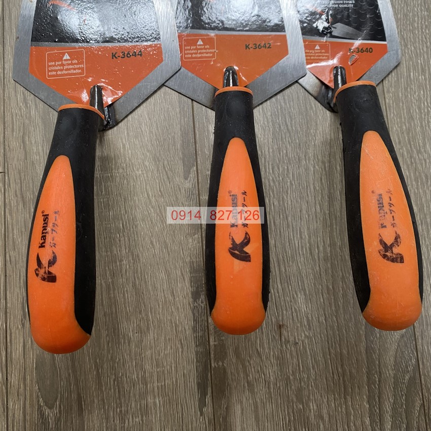 Bay lát gạch đầu nhọn K-3640, K-3642, K-3644 cỡ 6,7,8 inch Kapusi, tay cầm nhựa dùng làm phẳng bề mặt