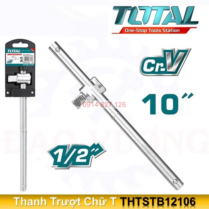 Cần siết trượt chữ T 1/2 inch TOTAL THTSTB12106 dài 250mm, thép CR-V chịu lực