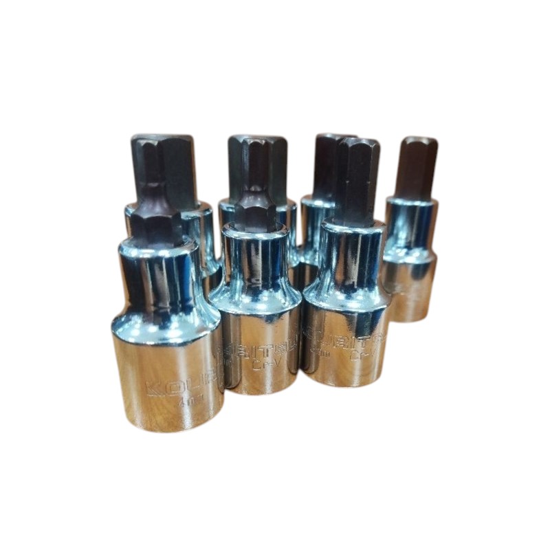 Đầu Khẩu Lục Giác Chân 1/2 Inch KOURITSU Thép Cr-V Cứng Cáp - Đầu Tuýp Lục Giác Đủ Cỡ Từ 4mm Đến 19mm, BH 12 tháng