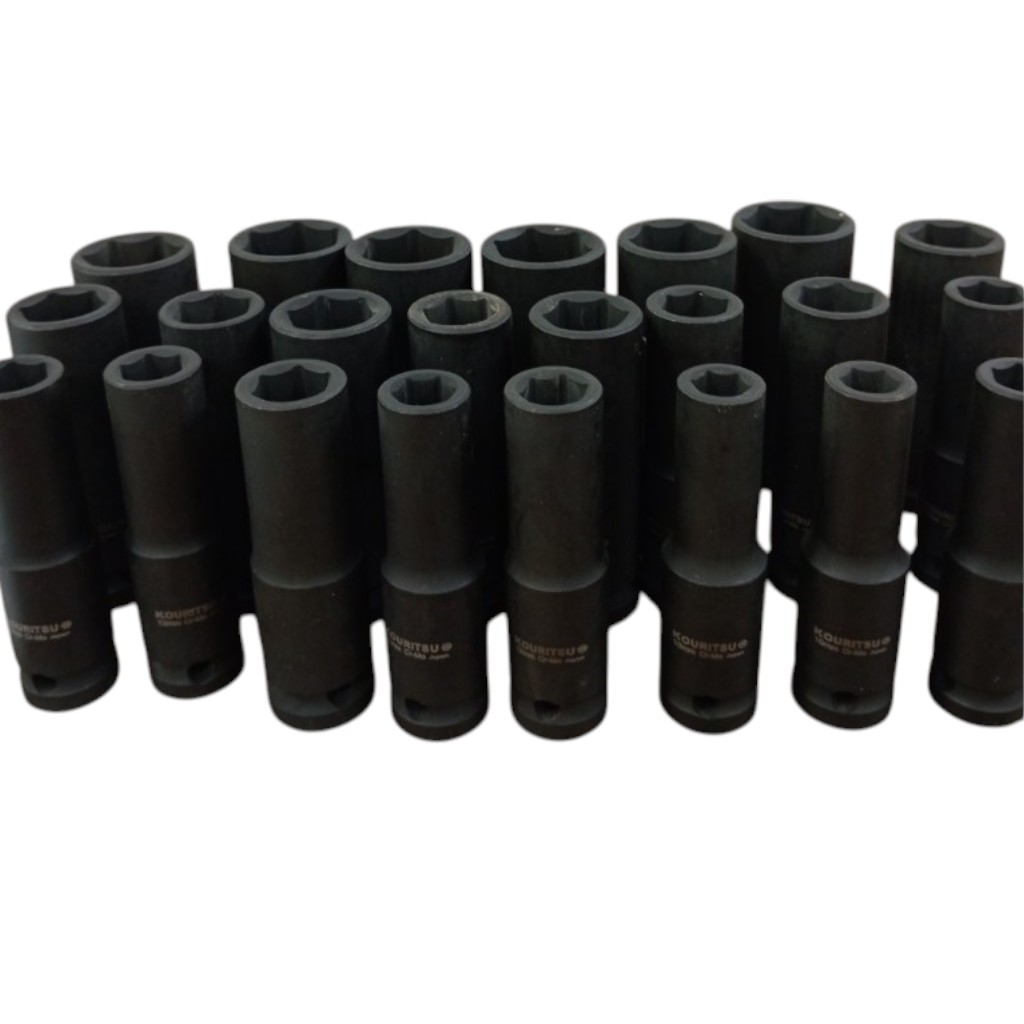 Đầu Khẩu Đen Dài 1/2 Inch KOURITSU Thép Cr-Mo Siêu Cứng - Đầu Tuýp Đen Bắn Súng 1/2 Đủ Cỡ 10-24mm BH 12 Tháng