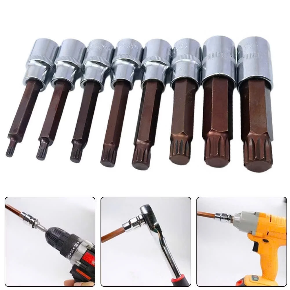 Đầu Tuýp Bông Mai 12 Cạnh Dài 100mm Kapusi 1/2 inch – M5 đến M16 – CRV S2, Lẻ Từng Cỡ, Bh 12 tháng