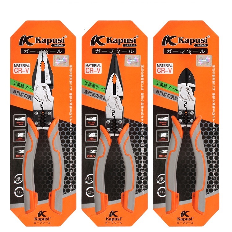 Kìm điện, Kìm cắt, kìm nhọn hãng Kapusi Japan loại 1 cỡ từ 7,5-8-8,5 inch,thép CR-V