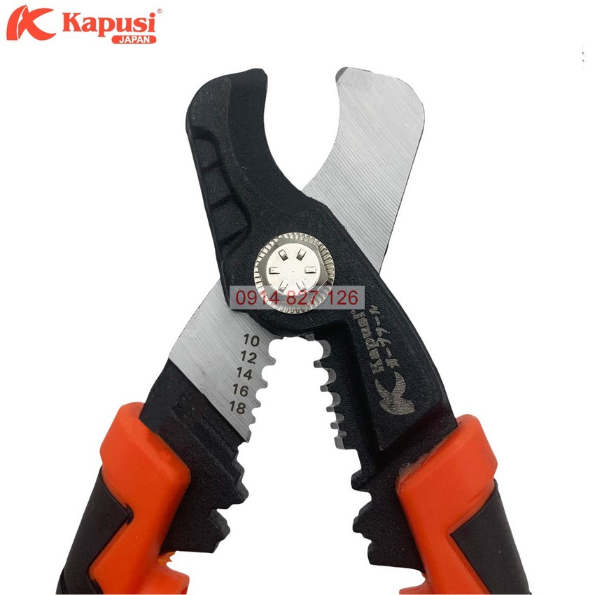 Kìm cắt cáp  đa năng KAPUSI K-9103 185mm, 3 trong 1 cắt-tuốt dây-bấm đầu cos