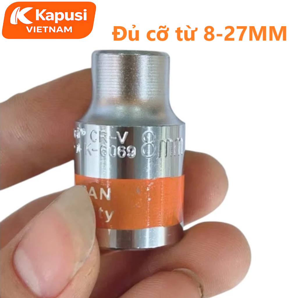 Đầu Tuýp 1/2 Inch Bông Kapusi - Khẩu Hoa Thị Ngắn Thép CR-V Cao Cấp Nhiều Kích Thước Từ 8-27MM