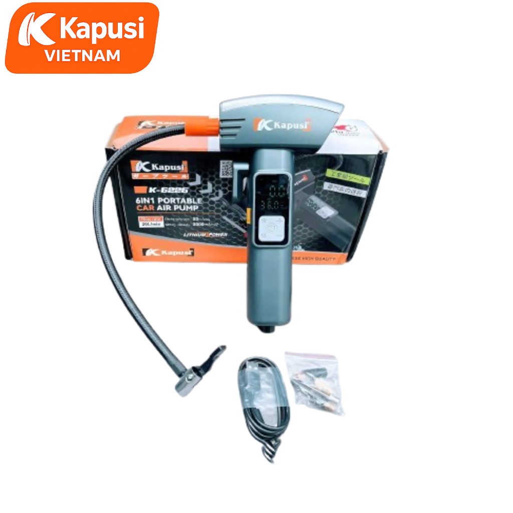 Bơm Điện Tử Cầm Tay KAPUSI K-6226 Pin Lithium Sạc Nhanh 20 Phút - Có Màn Hình LED Tự Ngắt Khi Đủ Áp Suất, BH 12 tháng