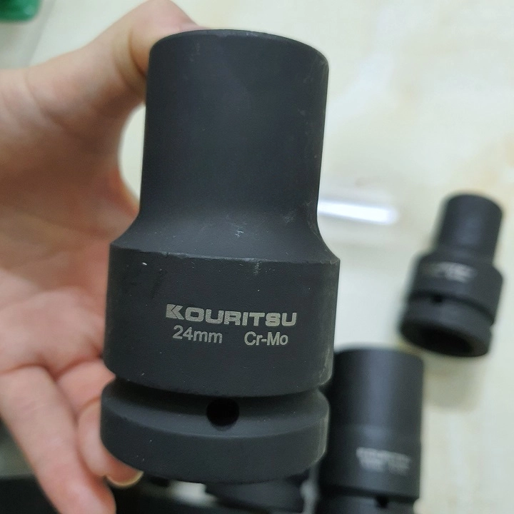 Đầu Khẩu Đen Dài 1 Inch KOURITSU Thép Cr-Mo Siêu Cứng Dài 9cm - Đầu Tuýp Đen Bắn Súng 1 Inch Đủ Cỡ 21-48mm Chịu Tải Nặng BH 12 Tháng