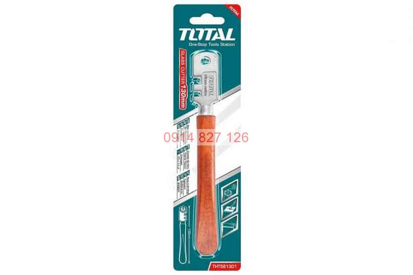 Dao cắt kính TOTAL THT561301 130mm, cán gỗ, lưỡi làm từ kim cương và kim loại khác