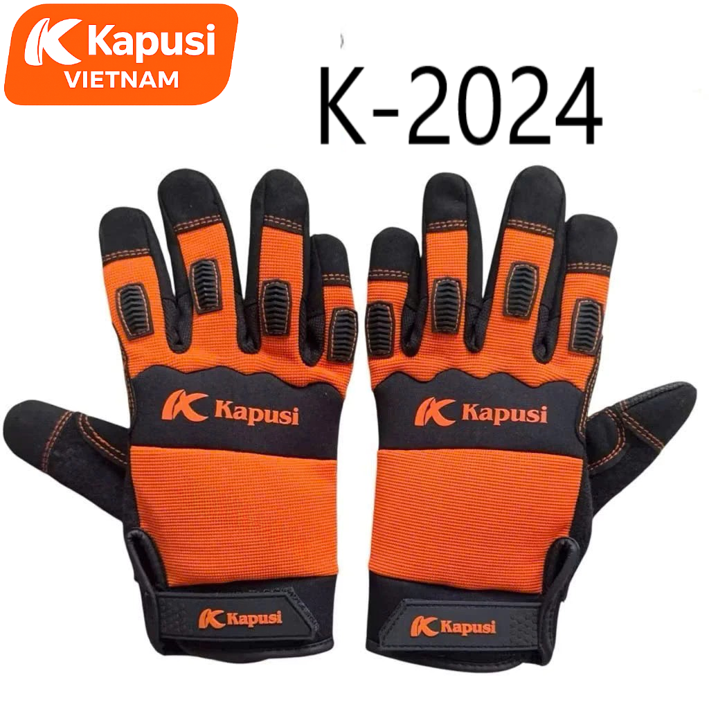 Găng Tay Da Bảo Hộ Hạng Nặng KAPUSI K-2024 Đỏ Đen Chống Cắt Chống Đâm Xuyên Chống Rung Giảm Chấn Cho Thợ Xây Dựng, BH12T