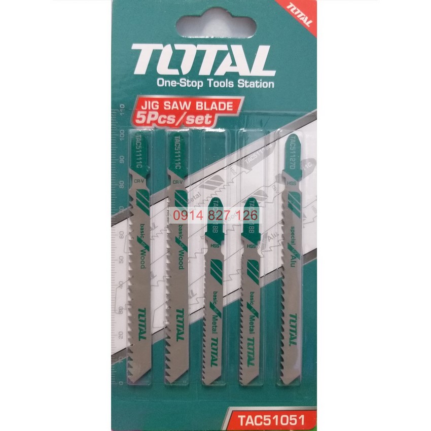 Bộ 5 lưỡi cưa lọng TOTAL TAC51051 chất liệu hợp kim siêu bền, dễ dàng cắt kim loại