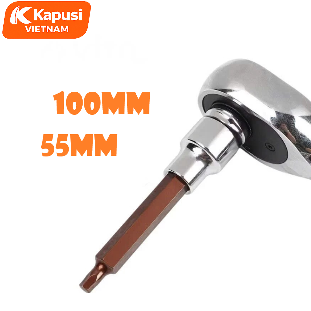 Bộ Đầu Tuýp Lục Giác 1/2 Inch Kapusi - Thép S2 Siêu Cứng - 2 Phân Loại 55mm & 100mm - Chống Tòe Đầu Tuyệt Đối