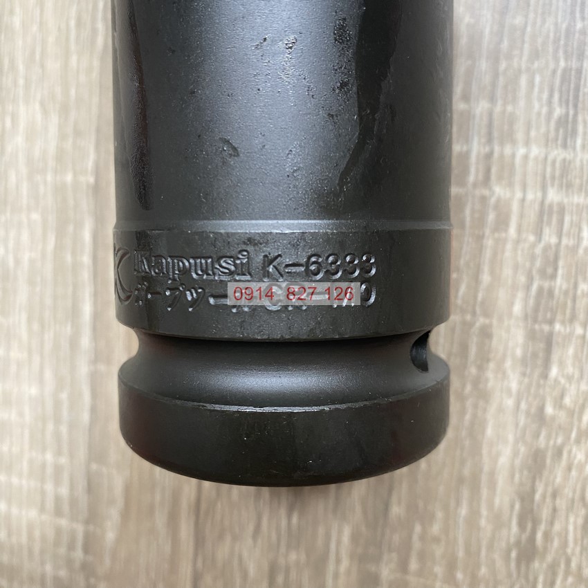 Đầu tuýp khẩu ngắn đen 1inch KAPUSI Nhật Bản cỡ từ 21-46mm, 6 cạnh thép Cr-Mo