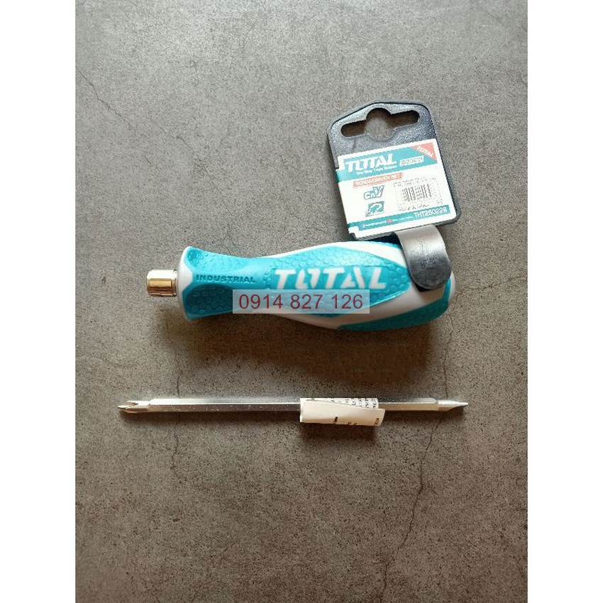 Bộ tua vít 2 trong 1, đảo đầu dẹt và bake, dài 135mm TOTAL THT250226