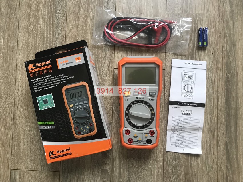 Đồng hồ điện tử vạn năng cao cấp K-9182 KAPUSI , màn LED đo điện AC, DC, NCV test