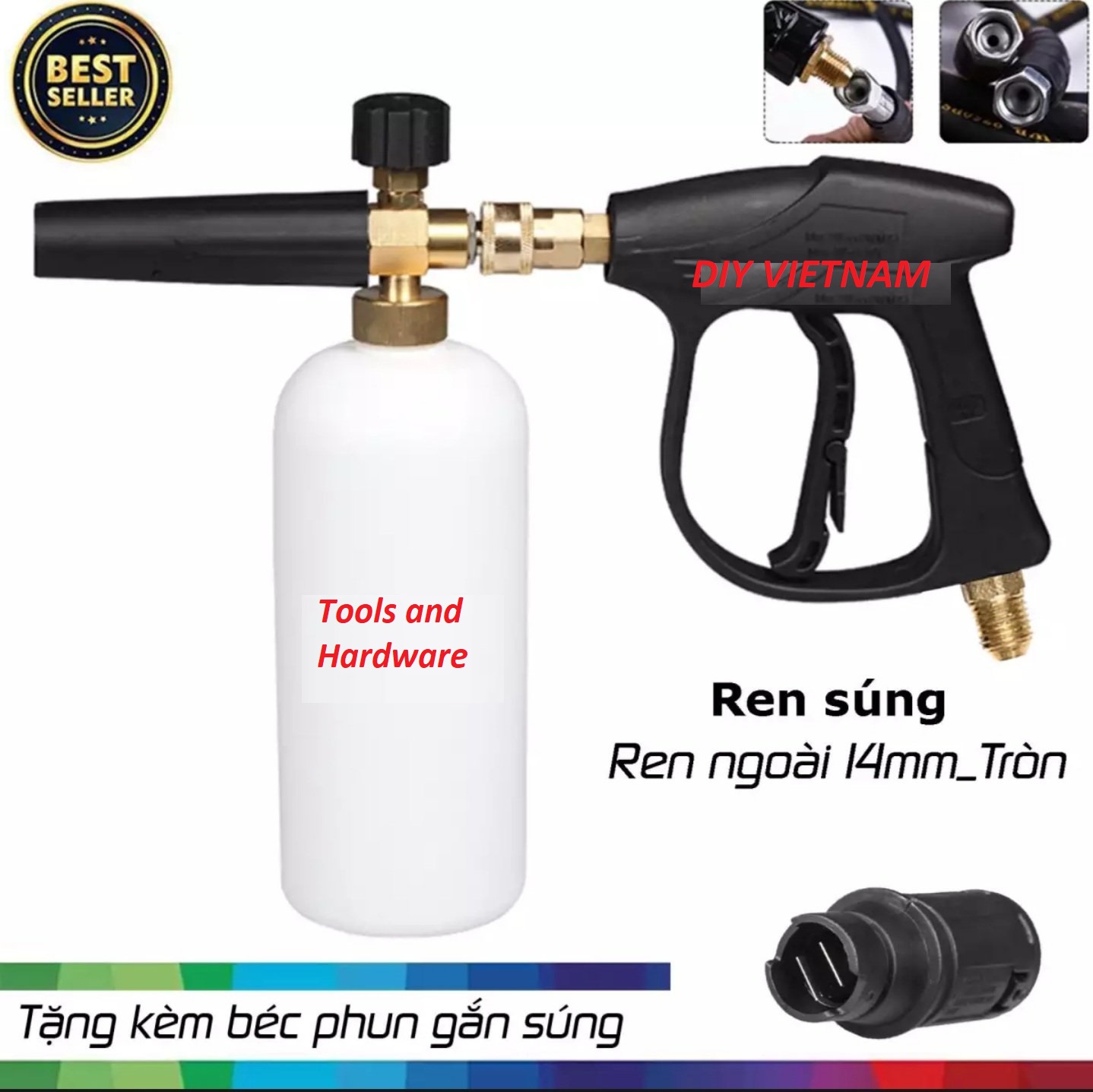 Combo súng xịt rửa xe và bình tạo bọt tuyết cao cấp cho máy rửa xe áp lực cao