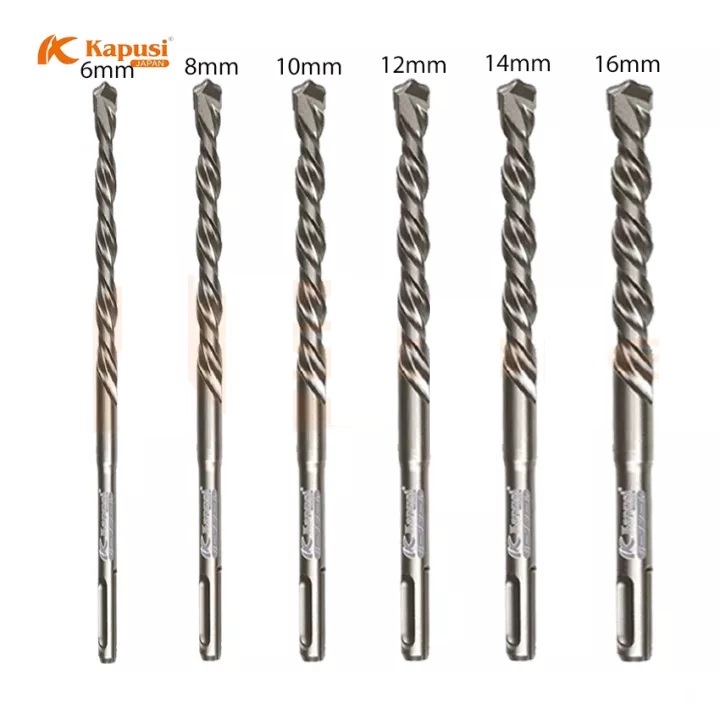 Mũi khoan bê tông 4 cạnh KAPUSI Nhật Bản chiều dài 110mm-160mm, phi từ 6-16mm